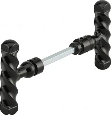 Image de Paire de boutons torsadés pour porte, carré 6 mm, fourreau adaptateur 7mm, laqué noir, 1 portée - THIRARD