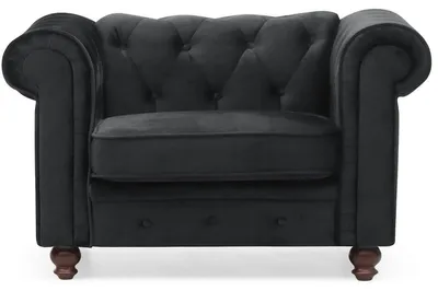 Image de MENZZO Grand fauteuil Chesterfield velours Noir