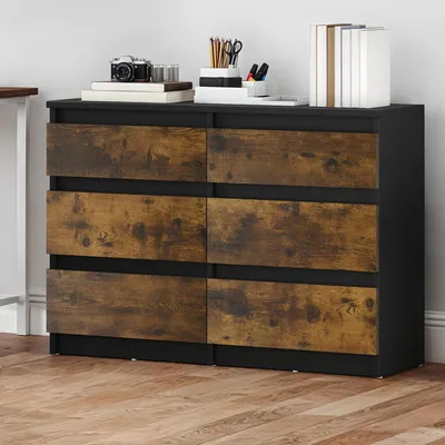 Produktbild von YITAHOME Kommode mit 6 Schubladen, Sideboard Schubladenschrank Schlafzimmerschrank, 100x30x70 cm