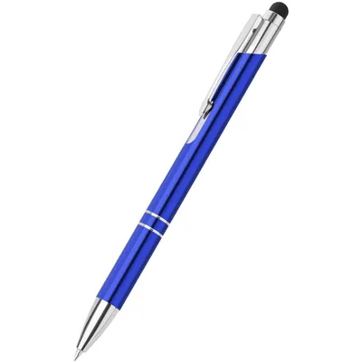 Produktbild von 10 Stück Druckkugelschreiber mit blauer Tinte, 2-in-1 Touchpen Kugelschreiber für Tablet Smartphone, Metallgehäuse, für Büro Haushalt (0,7 mm blau)