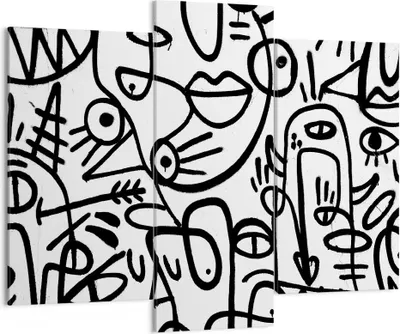 Produktbild von Bild auf Leinwand - Leinwandbild - 3 Teile - Zeichnen Cartoon Graffiti - 130x100cm - Wand Bild - Wanddeko - Wandbilder - Leinwanddruck - Bilder - Wanddekoration - Leinwand bilder - CB130x100-4971