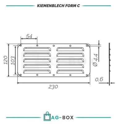 Produktbild von AG-BOX Kiemenblech 230x11mm Typ C, 10 Stück