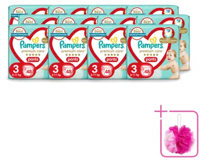 Produktbild von 12 x Pampers Premium Care Pants Windelhöschen Größe 3 (6–11 kg) - Sparpackung - 12 Stücke