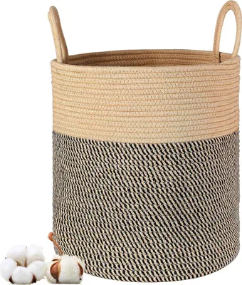 Produktbild von Große Schmutzwäsche-Eimer - vielseitige Aufbewahrungslösung - 1 Stück - Jute und Baumwolle - 13,7 x 15,3 Zoll