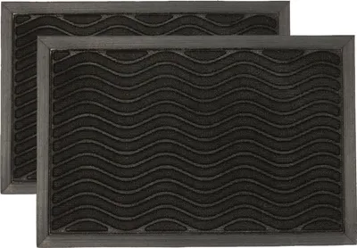 Produktbild von Nicola Spring robuste Fußmatten – 60 x 40 cm – schwarze Wellen – 2er-Pack