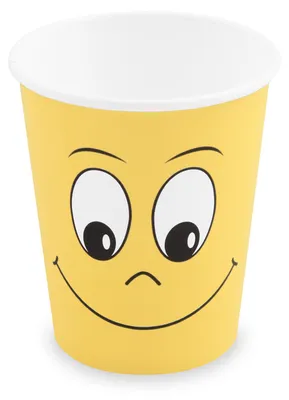 Produktbild von 50x Heiß- und Kaltgetränkebecher Pappbecher 'Smiling face' 200ml 280ml