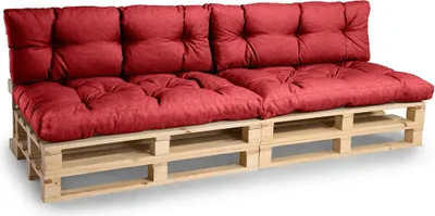 Produktbild von Palettenkissen, Gartensofakissen, Sitzkissen, N_PPI (2x Set Sitzkissen 120x80 + Rückenlehne 120x40, Rot)