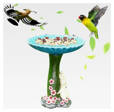 Produktbild von Froschvogelbad - Gartenhof, Rasenverzierungen im Freien | Harzskulptur, Sockelwasserspielschale, langlebiger Kolibri-Trinkbrunnen für den Außenbereich