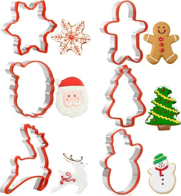 Immagine prodotto di Natale cookie cutter set in acciaio inox silicone bordo bambini sono sicuri e facili da usare