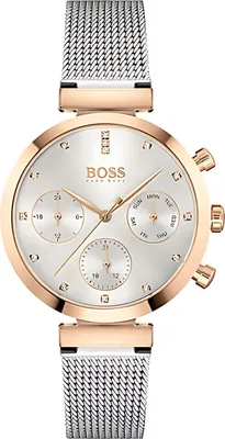 Produktbild von Hugo Boss Damenuhr Chronograph Edelstahl silber gold
