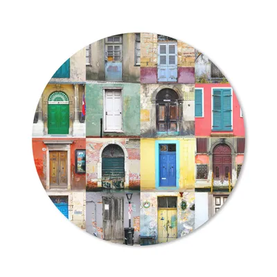 Produktbild von MuchoWow® Mauspad Mousepad Türen - Regenbogen - Architektur - Collage 30x30 cm - Mousepads - Maus Mat - Pad - Mausunterlage - Tischunterlage - Schreibtischmatten