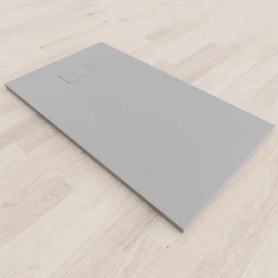 Produktbild von i-flair SMC Duschwanne 140x80 cm – 26 mm flach inkl. Ablaufgarnitur mit Deckel, Grau