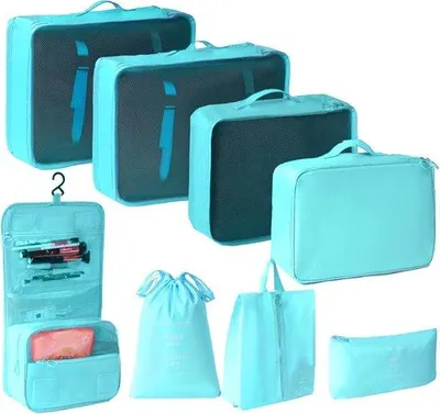 Produktbild von Reise-Organizer-Set, Packwürfel, Kleidersäcke, Aufbewahrungstasche für Toilettenartikel, Schuhbeutel für Reisen