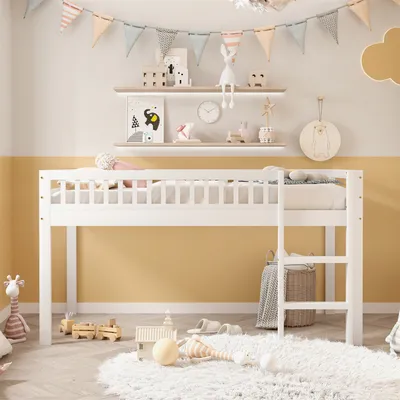 Produktbild von Kinderbett 90*200 cm Massivholzbett mit Sicherheitsleiter
