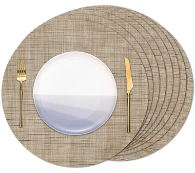 Immagine prodotto di Solidchoice - Set di sottopiatti in PVC resistenti al calore - 8 pezzi - Forma rotonda, diametro 38 cm - Colore nero