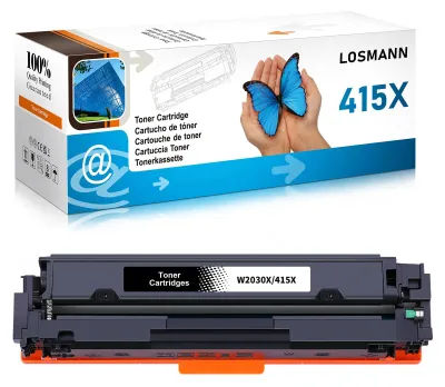 Image de Cartouche de toner LOSMANN 415X compatible avec HP 415X 415A W2030X W2030A, remplacement pour les imprimantes HP Color LaserJet Pro MFP M479fdw, M479fnw, M479fdn, M479dw, M454dn, M454dw, M479, M454, M480f (noir)
