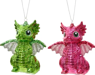 Produktbild von Christbaumschmuck Kunststoff 10,5cm Drache Figur 1 Stück sortiert