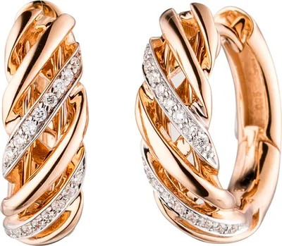 Produktbild von JOBO Creolen rund 585 Gold Rotgold 32 Diamanten Brillanten Ohrringe Goldcreolen
