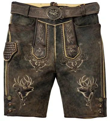 Produktbild von MADDOX Kurze Lederhose "Urgsee" mit Hirschstickerei | Antik Coffee Größe: 60