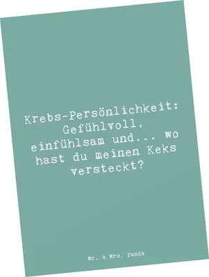 Produktbild von Mr. & Mrs. Panda Grußkarte Spruch Krebs Gefühlswelt - Meeresbrise - Geschenk, Gefühle, einzelkarte, Einfühlungsvermögen, familiär, Postkarten, Horoskop, Emotionalität