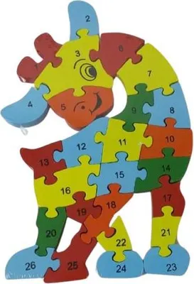 Obrázek produktu pro Dětské vzdělávací dřevěné puzzle - Žirafa - číslice a abeceda.