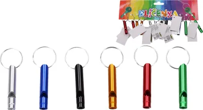 Produktbild von Schlüsselanhänger mit farbiger Pfeife, 4,5 cm