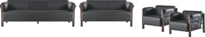 Produktbild von Sitzmöbel 3-Sitzer 2-Sitzer Couch Sofas Ledersofas Set Sessel Schwarz