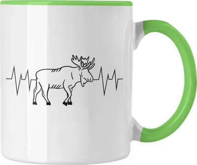 Produktbild von Trendation - Elch Herzschlag Tasse Geschenk für Elchliebhaber (Grün)
