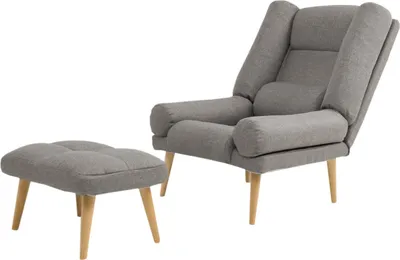 Produktbild von Liegesessel Sessel Relaxsessel Lola mit Fußhocker Rückenlehne 5-stufig einstellbar Farbe: Falcone 21 – hellgaru