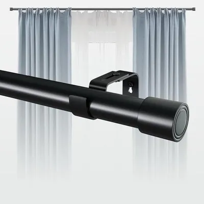 Productafbeelding van Ibenzoa® Verstelbare gordijnstang, 109–435 cm, metaal & roestvrij staal, zwart/wit/zilver – een stabiele oplossing voor woon-, slaap- en eetkamers