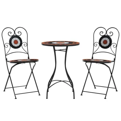 Obrázek produktu pro Mozaikový bistro set terakotový a bílý železo a keramika