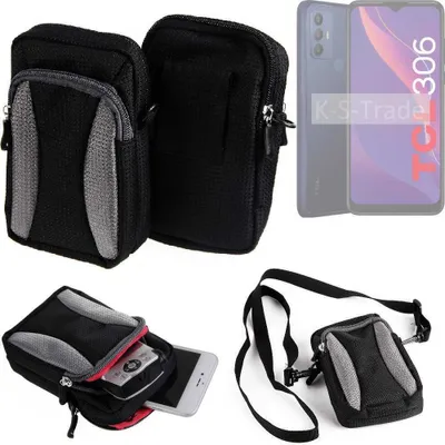 Produktbild von K-S-Trade Holster Schutz Hülle kompatibel mit TCL 306 Handy Hülle Gürteltasche Umhängetasche mit Zusatzfach schwarz