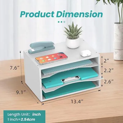 Produktbild von Holz-Mehrzweck-Papier-Planer mit reduzierter Raumbelegung - 3/5 Schubladen-Set