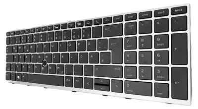A close-up, angled view of a black and silver keyboard.
