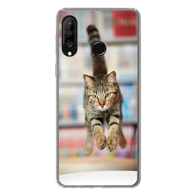 Produktbild von MuchoWow® Handyhülle Schutzhülle Hülle für Huawei P30 Lite Katze - Frühling - Stuhl Silikon Softcase Handy Hülle - Handyhülle