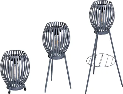 Produktbild von LED Solar Stehlampe Stehleuchte Tischlampe mit warmweißem Licht für den Außenbereich 66cm hoch Streifen anthrazit