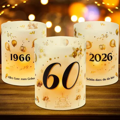 Productafbeelding van 12 Lantaarn Tafeldecoratie 60e Verjaardag 60e Verjaardag Tafeldecoratie voor Mannen Vrouwen, 1966-2026 Geschikt voor Theelichtjes of Kaarsen