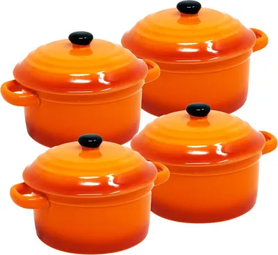 Produktbild von Famanu Mini Auflaufform mit Deckel - Keramisch, 200 ml, Rund, Orange-Rot