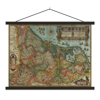Produktbild von MuchoWow® Textilposter Historische Karte der Niederlande 150x113 cm mit schwarzem Rahmen - Wohnzimmer