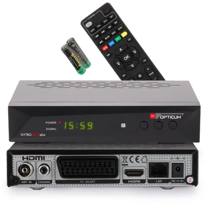 Produktbild von Opticum Nytro Box Plus, Kabel, Full HD, DVB-C, DVB-T2, 1080p, Schwarz, Dolby Digital Plus