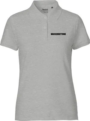 Produktbild von Huuraa Damen Polo Shirt Wasserrettung Schriftzug L Sport Grey Bio Baumwolle Fairtrade Poloshirt Geschenkidee