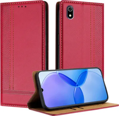 Obrázek produktu pro Pouzdro na mobilní telefon pro Xiaomi Redmi 7A kožené flipové ochranné pouzdro s funkcí stojánku červené