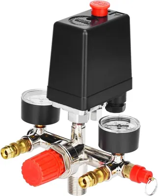 Produktbild von 90-120 PSI Luftkompressor Druckventil Schalter Regler mit Doppelmanometern