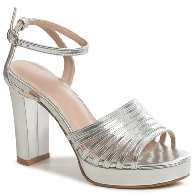 Produktbild von topschuhe24 3248 Damen Plateau Riemchen Sandaletten Metallic, Farbe:Silber, Größe:41 EU
