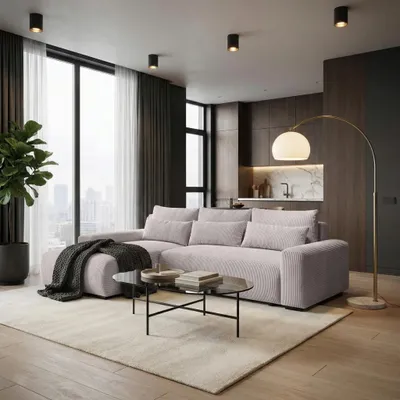Produktbild von BEAUTYSOFA | Ecksofa BENNY L mit Schlaffunktion und Bettkasten, Cappuccino – Ottomane links – Modernes Polstersofa