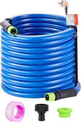 Obrázek produktu pro SucceBuy 100ft RV vyhřívaná hadice na vodu -45°F nemrznoucí, samoregulační, 5/8" ID, bez olova a BPA, rychlospojky pro spolehlivé zásobování vodou v zimě