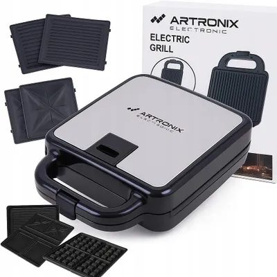 Artronix 3-in-1-Sandwichmaker, 1400 W, Waffeleisen, Grill, Wechselplatten