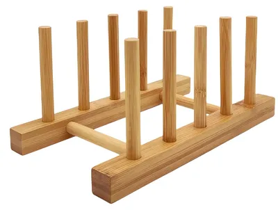 Image de Support à assiettes pour placards de cuisine, planche à découper en bambou, égouttoir à vaisselle, range-assiettes pour placards de cuisine (1 ou 4 compartiments)