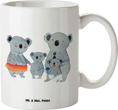 Produktbild von Mr. & Mrs. Panda jumbotasse Koala Familie - Weiß - Geschenk, Pott, Mama, Koalas, Riesenkaffeetasse, Kaffeepott, steingut tasse, Kinder, Keramiktasse, Bruder
