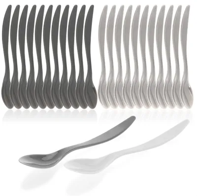 Produktbild von com-four® 24x Eierlöffel aus Kunststoff - wiederverwendbare Dessertlöffel - BPA-freie Plastiklöffel für Babynahrung, Marmelade, Dips - spülmaschinenfestes Mehrwegbesteck